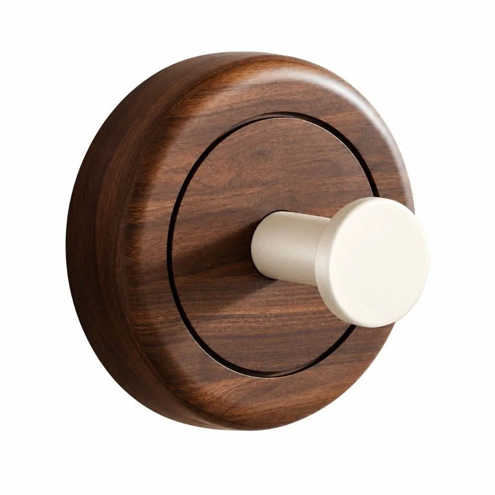 Walnut Wood Suction Cup Hook – No-Drill Removable Towel Hook Wall Storage Hook Nixie Beige