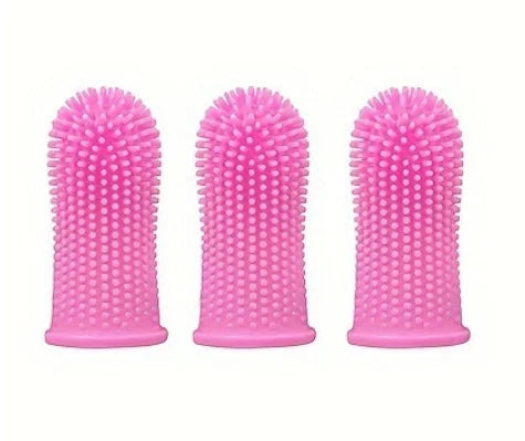 Silicone Finger Toothbrush for Dogs & Cats – Nontoxic Pet Finger Toothbrush Nixie 3pcs pink