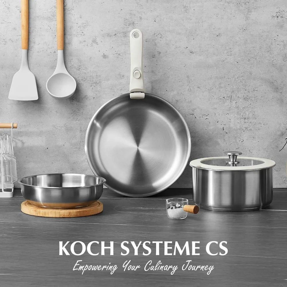 KOCH SYSTEME CS 7-Piece SS Cookware Set – Detachable Handle Cookware Set Nixie