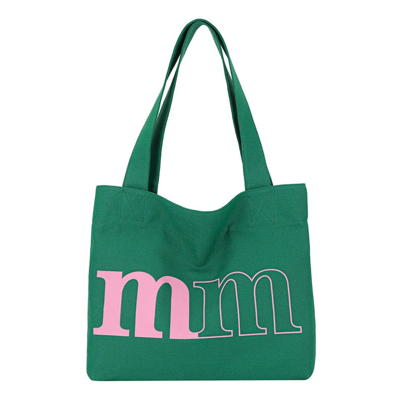 Women's Canvas Letter Shoulder Bag – Large Capacity Tote
