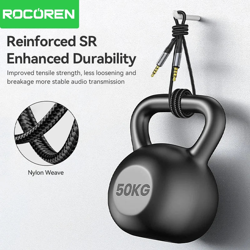 Rocoren 3.5mm Nylon Braided Aux Cable – Male to Male Audio Cord Audio Aux Cable Nixie