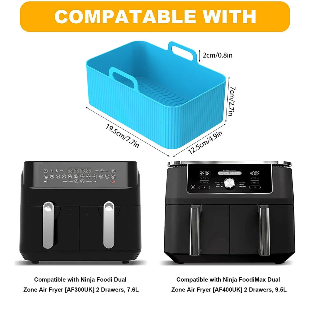2Pcs Silicone Air Fryer Liners for Ninja Dual – Reusable Air Fryer Liner Nixie