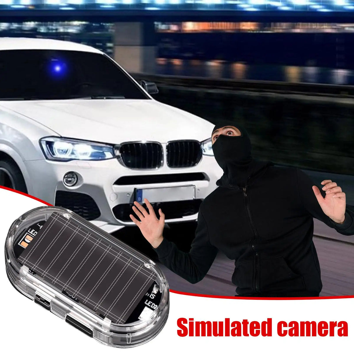 Solar LED Car Security Warning Light | Red Flash Anti-Theft