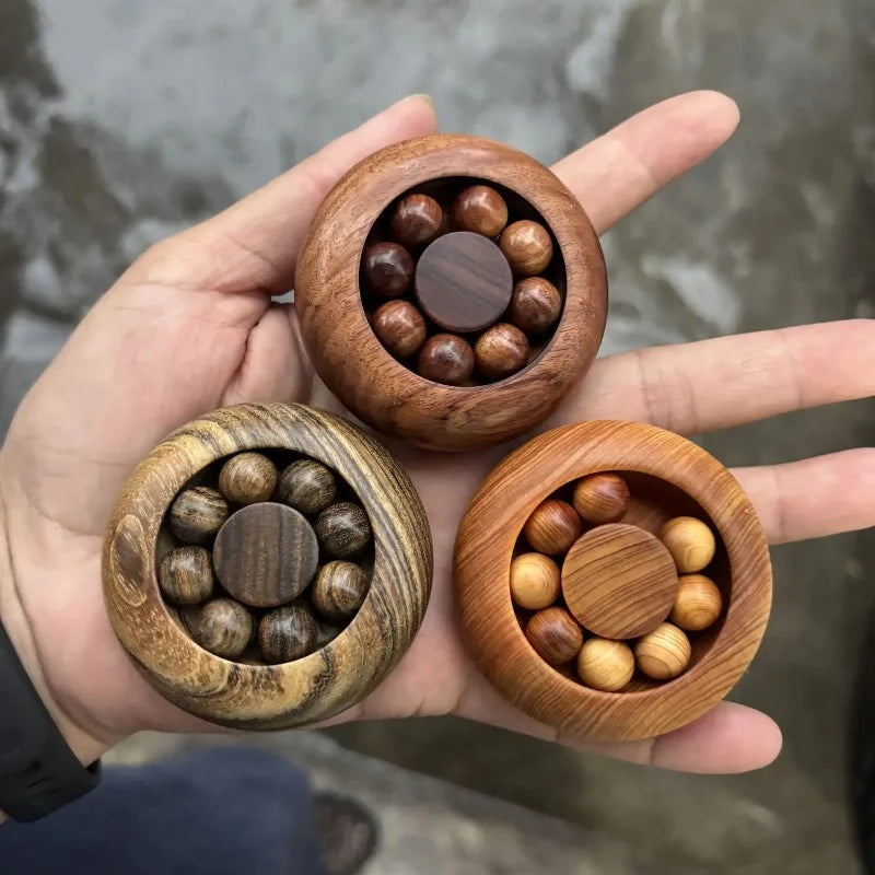 Wooden Rotating Bead Fidget Spinner – Carved Natural Wood Toy