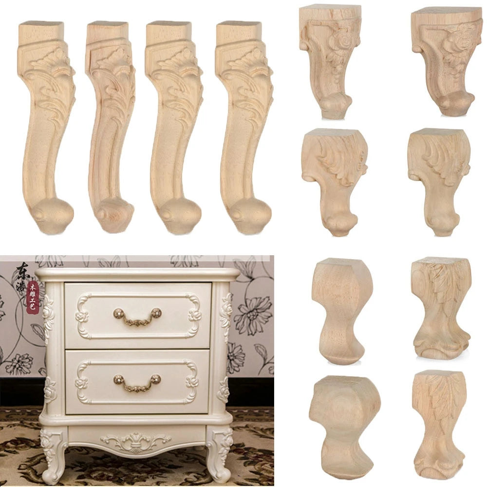 Vintage European Wood Carved Furniture Legs & Cabinet Feet Wood Furniture Legs Nixie