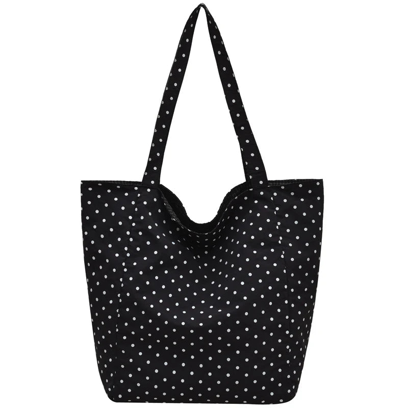Korean Polka Dot Canvas Tote Bag – Large Shoulder Handbag Canvas Tote Bag Nixie