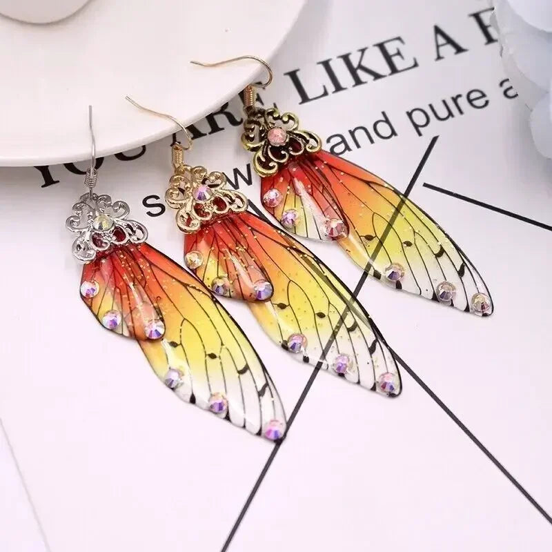 Butterfly Wing Rhinestone Drop Earrings – Zinc Alloy Drop Earrings Nixie