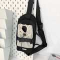Japanese Workwear Nylon Crossbody Chest Bag – Men's Shoulder Bag Crossbody Chest Bag Nixie Black with beige