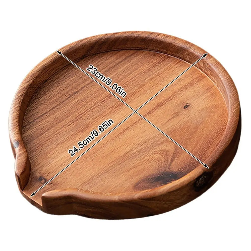 Round Wooden Tea Tray U-Shaped Opening | Multipurpose Serving Tray