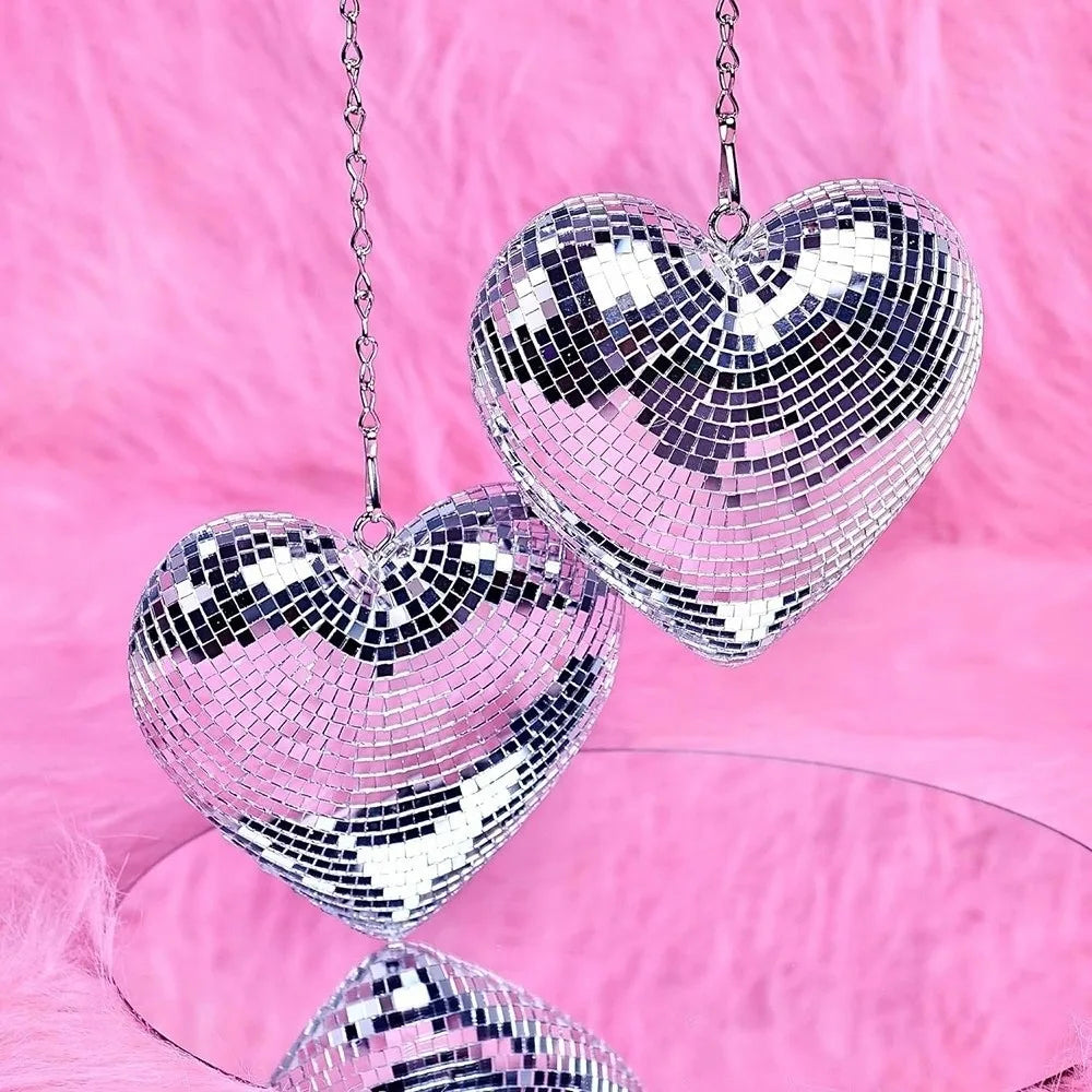 Heart-Shaped Glass Disco Ball Keychain & Party Decoration Party Decoration Nixie