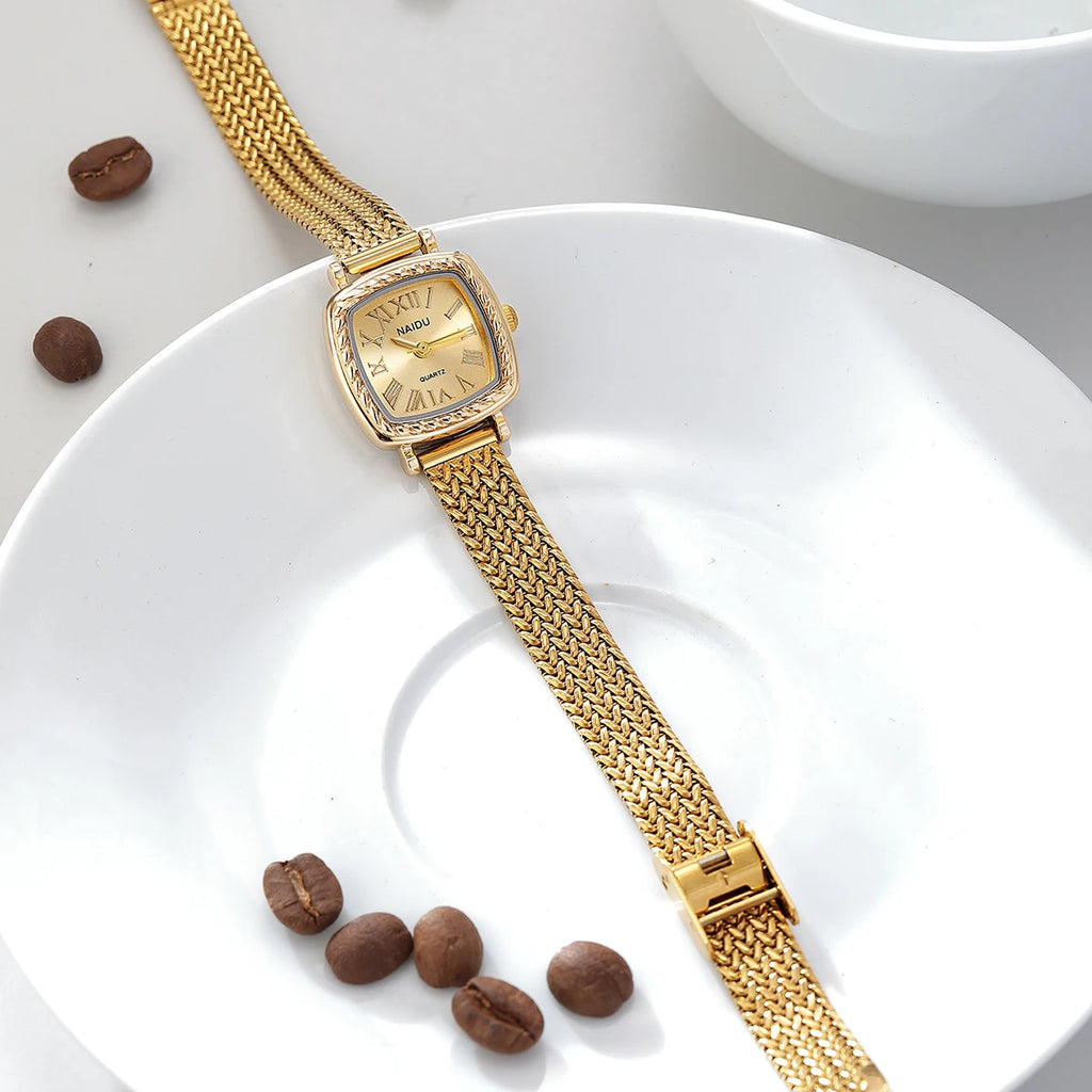 Gold Bohemian Retro Women's Quartz Watch | Roman Numeral Women's Fashion Watch Nixie