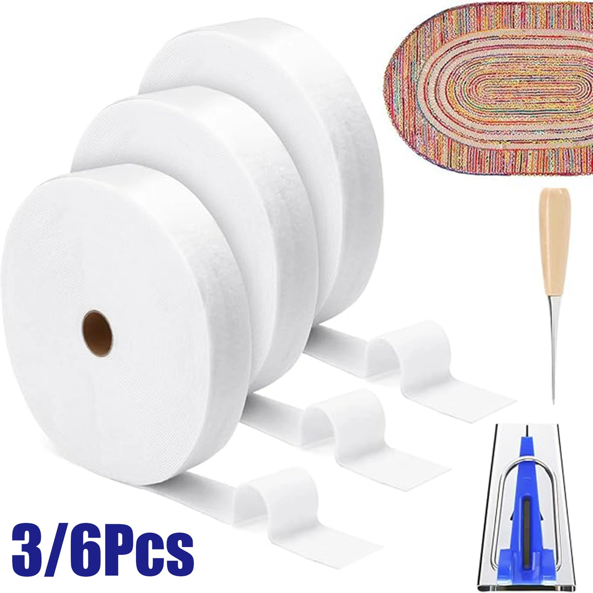 Jelly Roll Batting Strips 180m Set + Tube Maker for Rugs & Crafts Craft Batting Strips Nixie