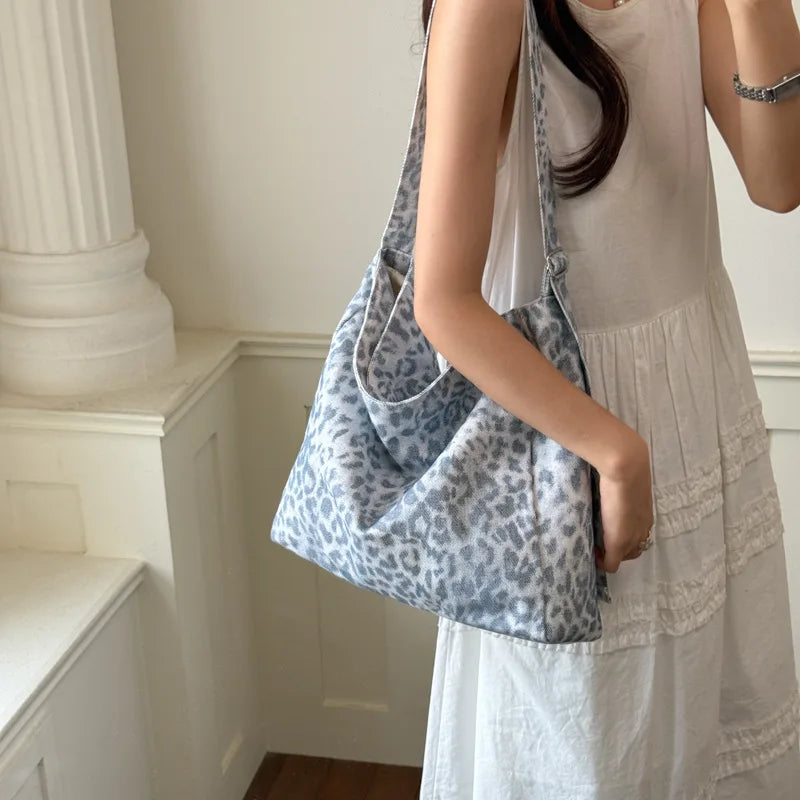 Korean Leopard Print Canvas Tote Bag – Large Capacity Women Canvas Tote Bag Nixie