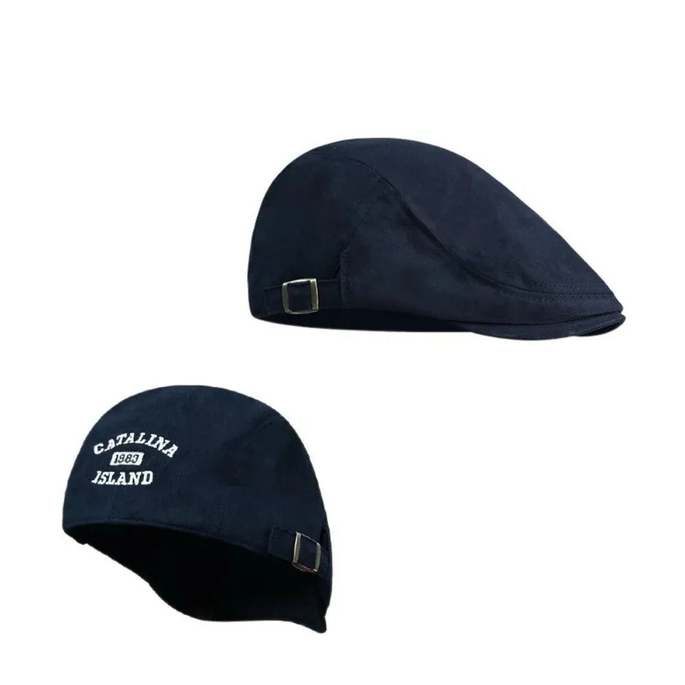 Vintage Y2K Beret Newsboy Cap – Cotton Embroidery Flat Cap