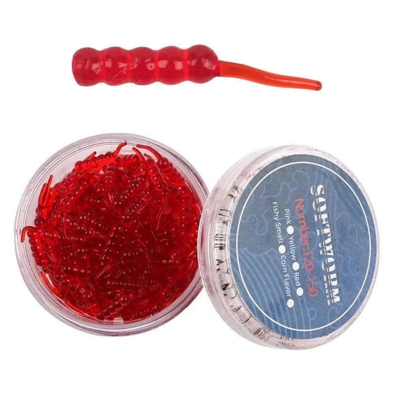 120-150pcs Soft Worm Lures 20mm Bionic Bait with Fishy Scent Soft Fishing Lures Nixie