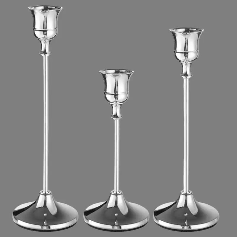 Vintage Aluminum Candle Holders Set of 3 – Matte Gold Décor