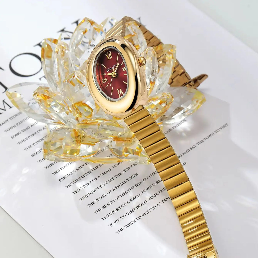 Naidu Oval Quartz Watch – Roman Numeral Light Luxury Style Oval Quartz Watch Nixie