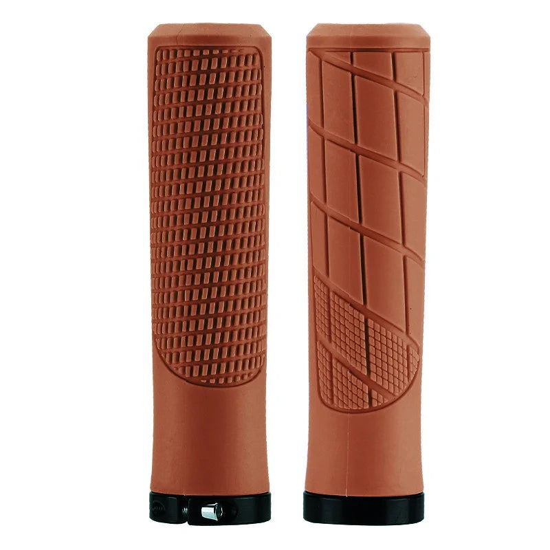 MTB Lock-On Handlebar Grips – Non-Slip Rubber & Alloy Cuffs Bicycle Handlebar Grips Nixie Brown