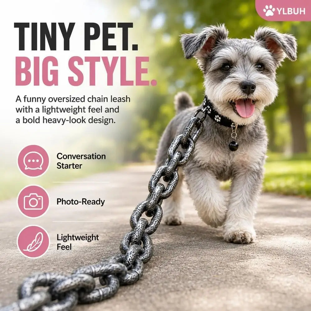 Faux Metal Chain Dog Leash | Novelty Photo Prop Pet Lead Novelty Dog Leash Nixie