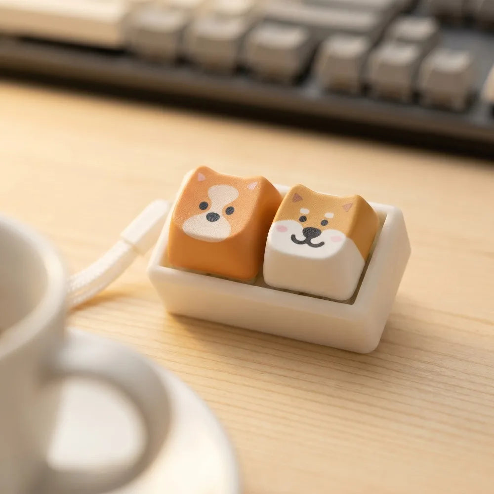 Shiba Inu Keycap Keychain Fidget Toy – Cute Dog Design Fidget Keychain Nixie Style5
