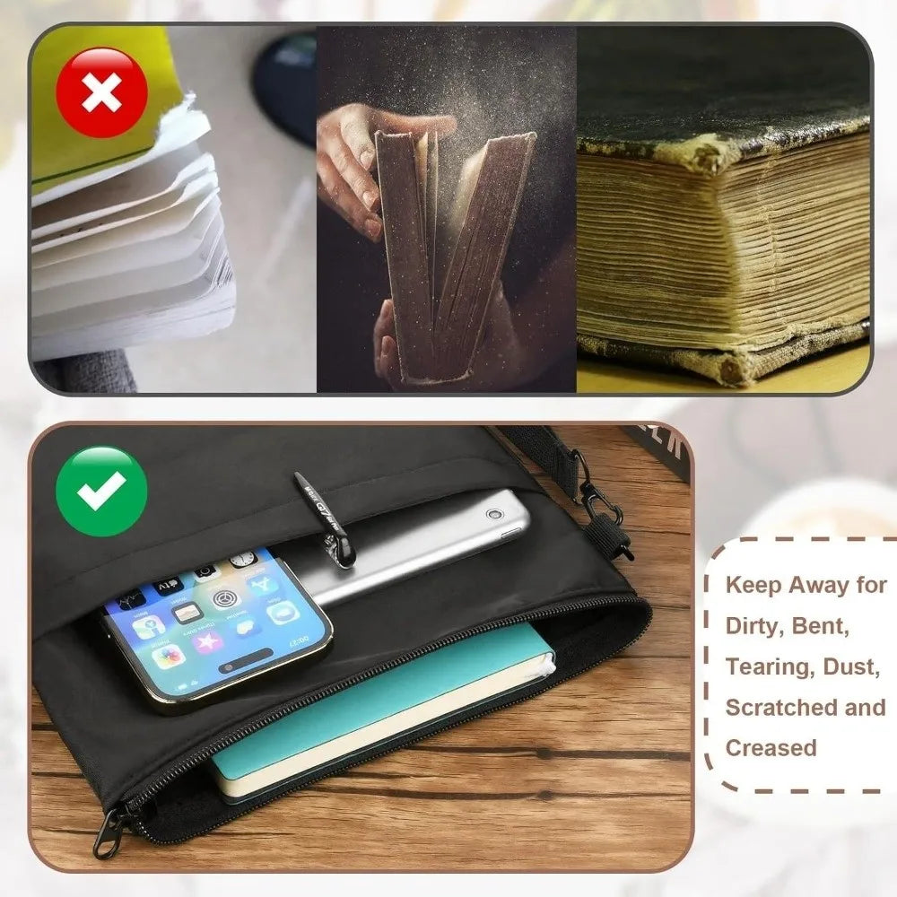 Zipper Book Sleeve – Water-Resistant Portable Book Cover Case