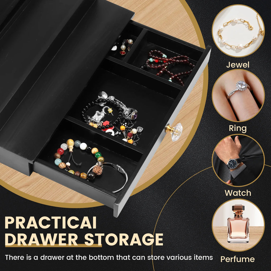 Wooden 3-Tier Perfume Organizer Stand with Drawer | Nixie Perfume Display Stand Nixie