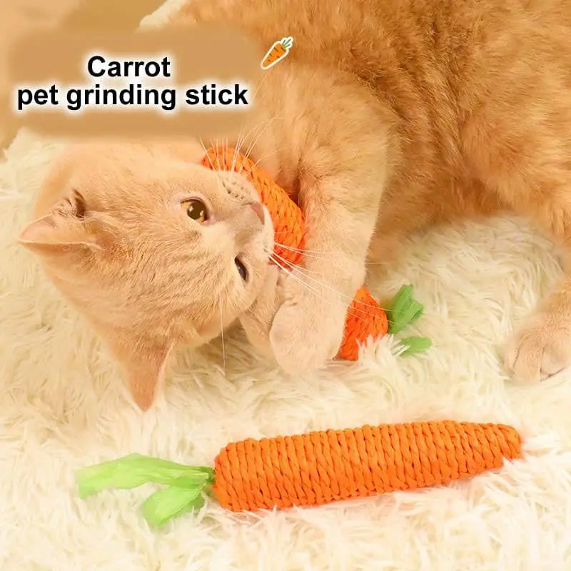 Carrot Cat Teaser Toy – Sisal Hemp Rope with Sound | Nixie Cat Teaser Toy Nixie