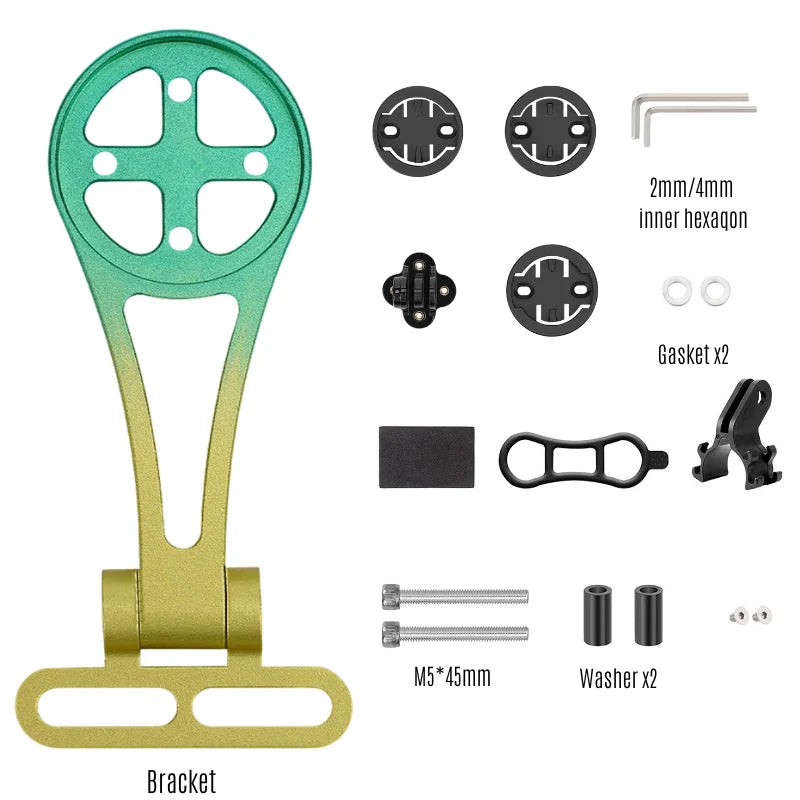BUCKLOS Aluminum Bike Computer & Headlight Bracket Mount Bike Computer Mount Nixie GREEN