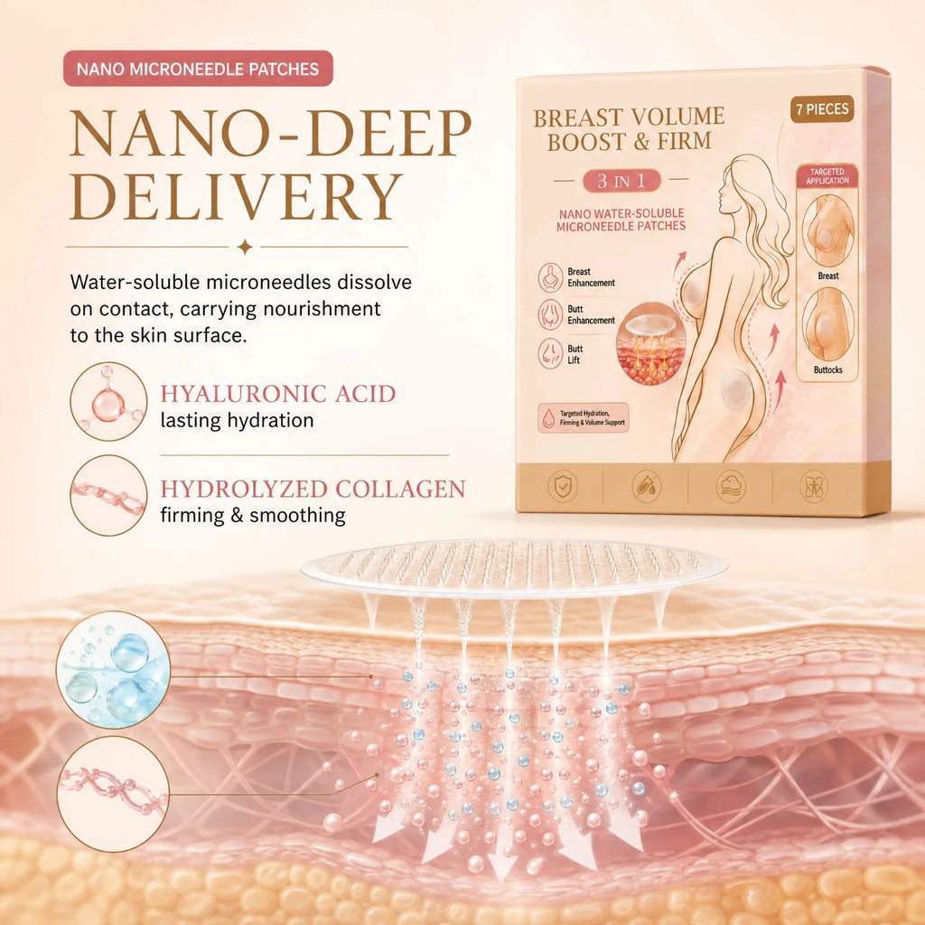 3-in-1 Bust & Hip Microneedle Patches – Hyaluronic Acid Collagen Body Microneedle Patches Nixie