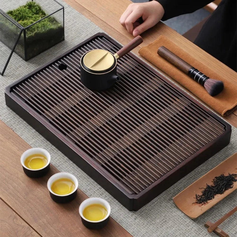 Bamboo Kung Fu Tea Tray with Drainage & Water Storage Bamboo Tea Tray Nixie
