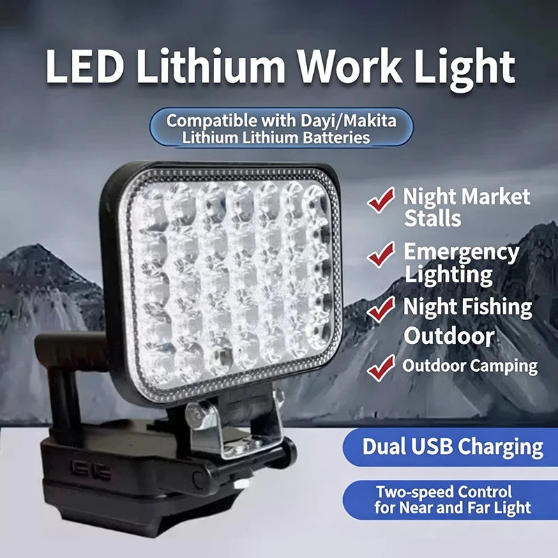 120W Rechargeable LED Work Light | Dual USB Portable Camp Lamp LED Work Light Nixie