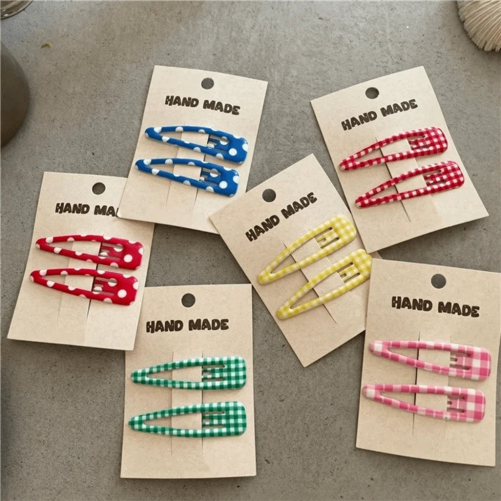 2-Pack Colorful Plaid Teardrop BB Hair Clips – Sweet Barrettes Hair Clips Nixie