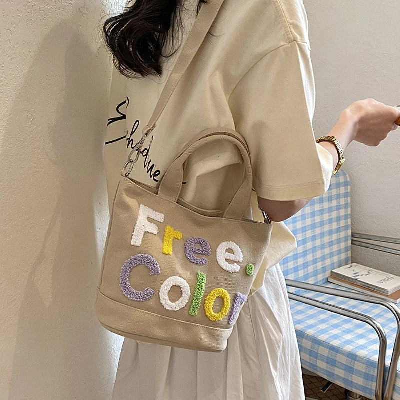 Korean Embroidered Canvas Crossbody Shoulder Bag | Nixie Canvas Crossbody Bag Nixie