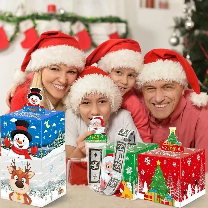 Christmas Santa Money Box Gift Dispenser with 50 Bags Holiday Gift Box Nixie