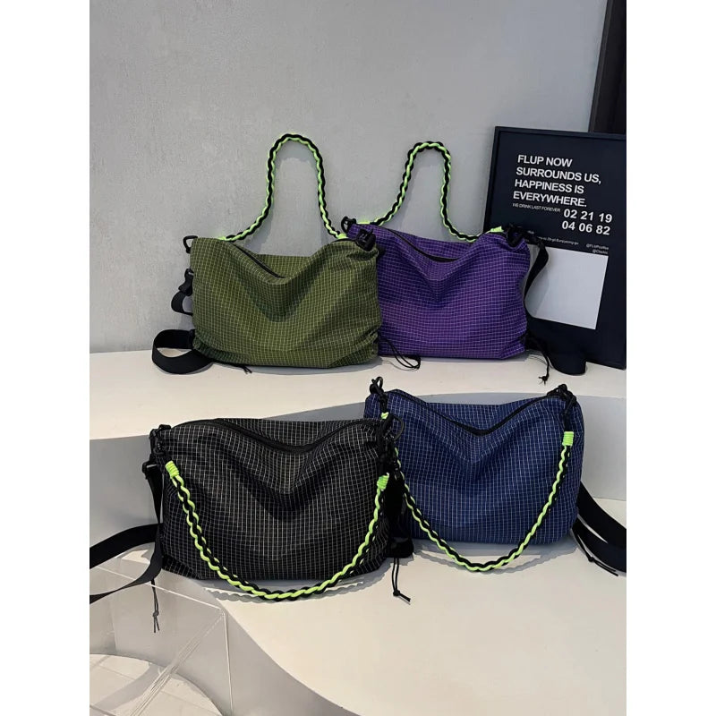 Women's Plaid Dumpling Crossbody Bag – Large Canvas Shoulder Bag