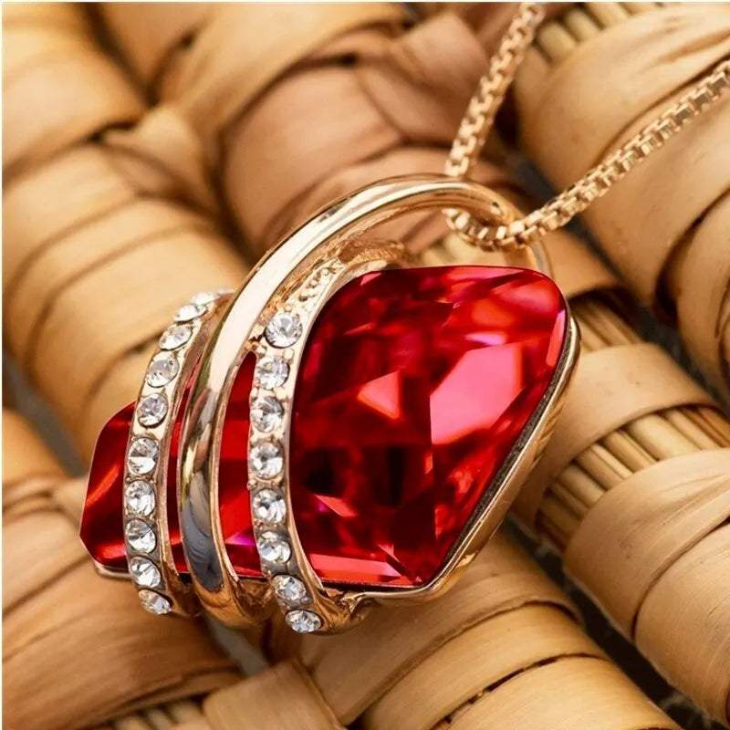 Women's Crystal Birthstone Pendant Necklace – Silver & Rose Gold Pendant Necklace Nixie