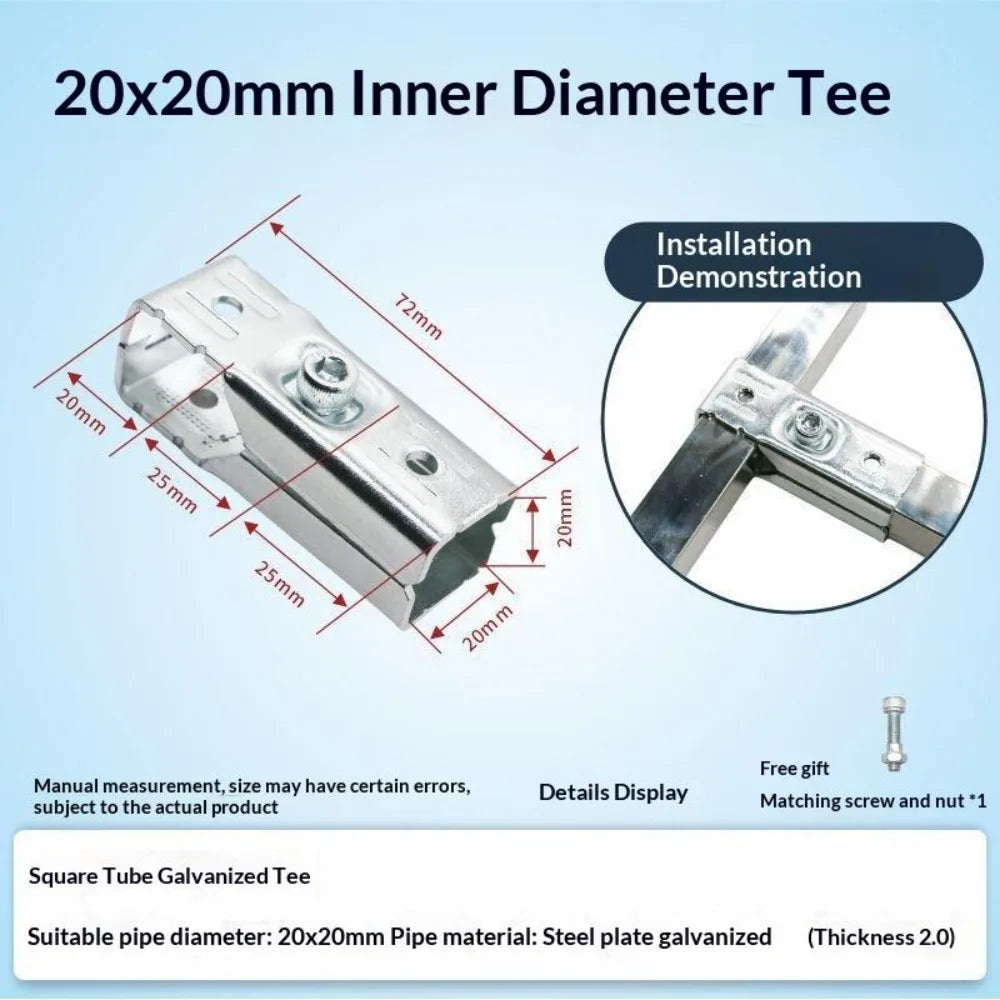 Galvanized Steel Square Tube Connector – No-Weld Pipe Joint Pipe Joint Connector Nixie A