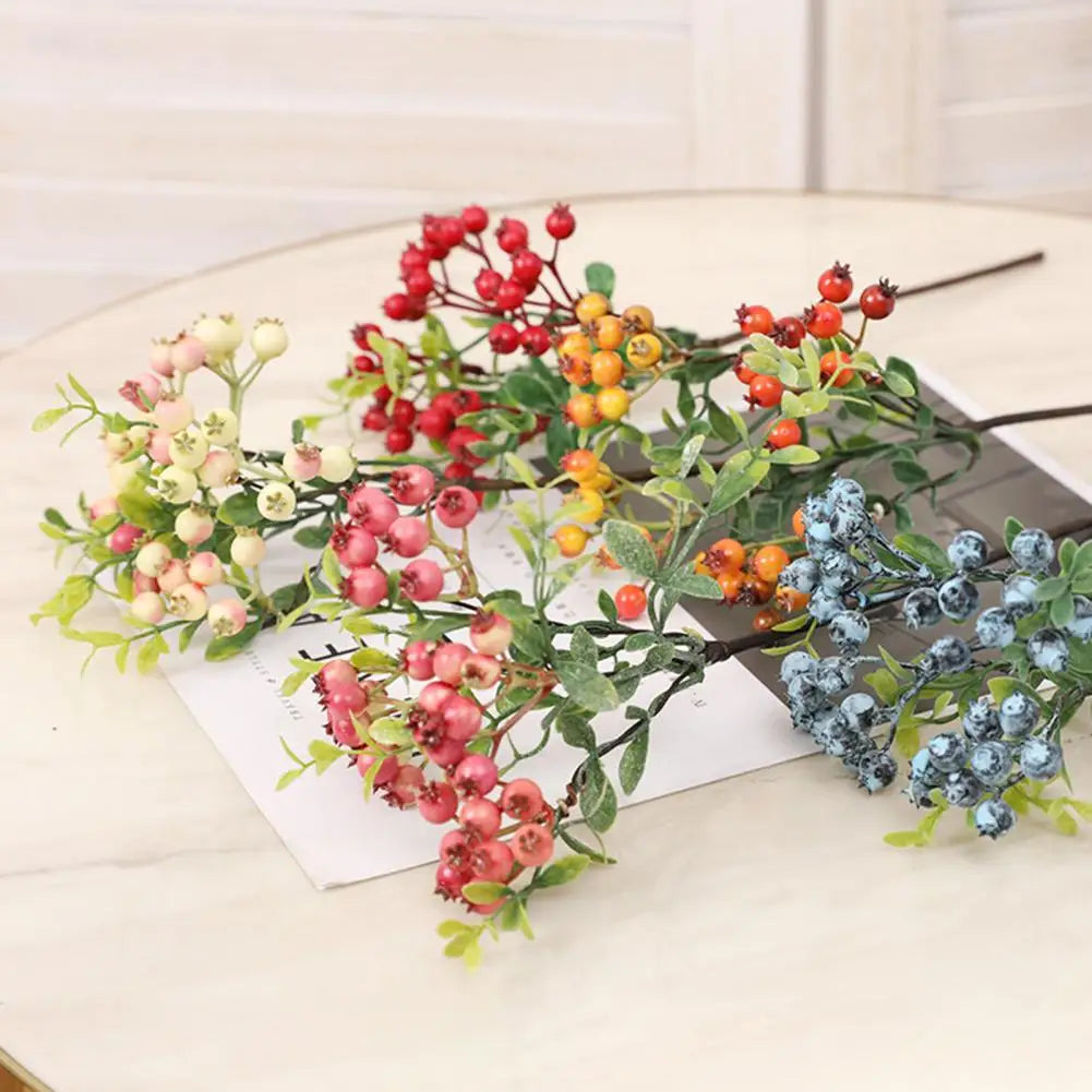 Artificial Blueberry Berry Branch Stem | Fake Floral Decor Prop Artificial Floral Branch Nixie