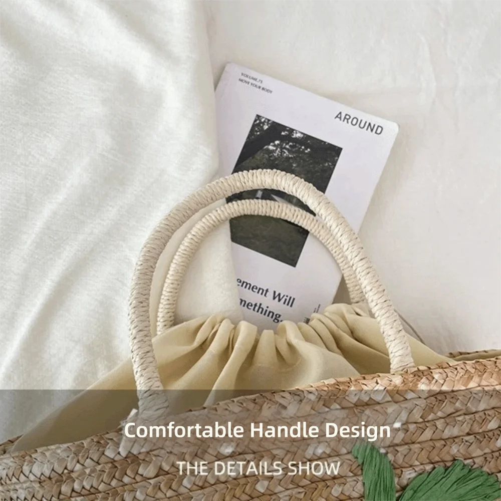 Embroidery Straw Tote Bag – Large Boho Shoulder Handbag Straw Tote Bag Nixie