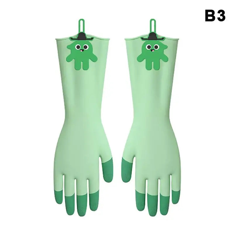 Cute Bear Waterproof PVC Kitchen Gloves – Non-Slip Cleaning Household Cleaning Gloves Nixie B3
