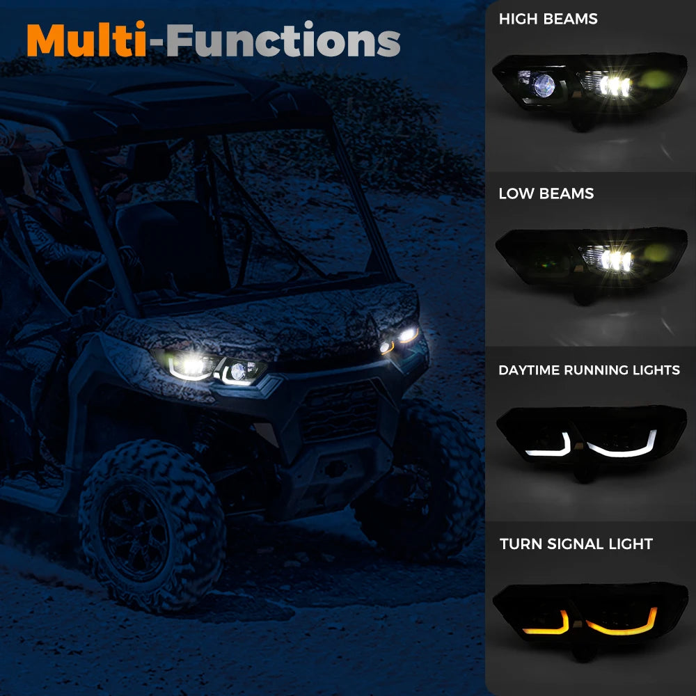 Can-Am Defender LED Headlight Kit – DRL, Turn Signal, IP67 UTV LED Headlight Kit Nixie