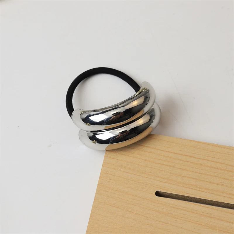 Geometric Metal Hair Rope Scrunchie – Elegant & Gentle Hold