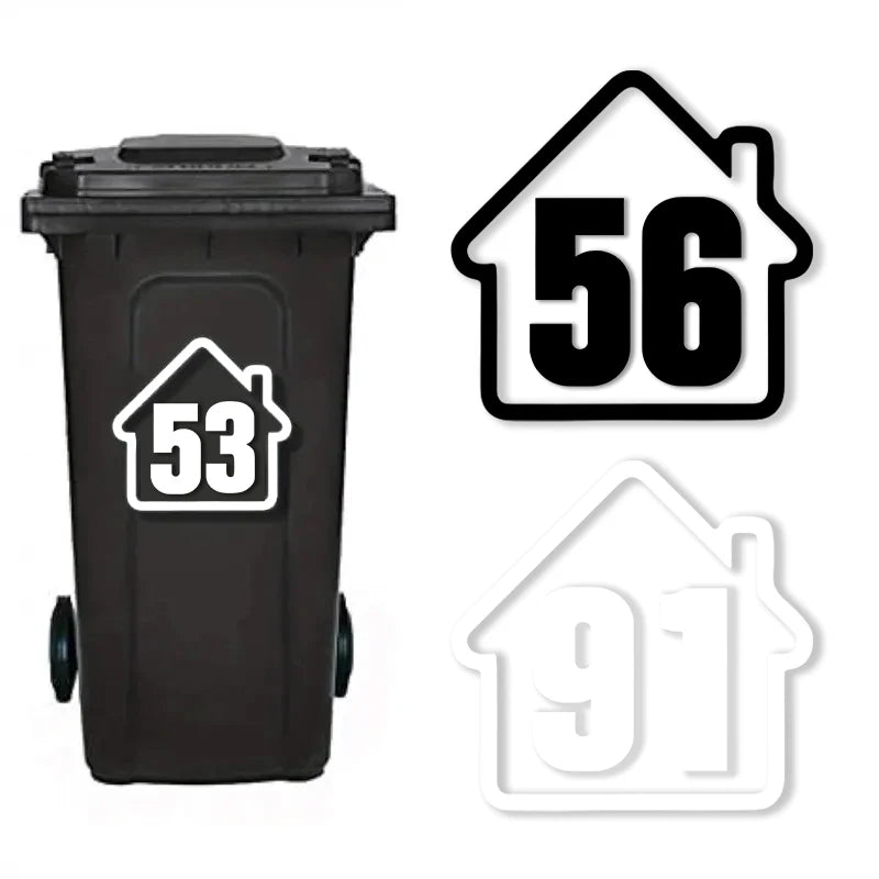 Weatherproof Wheelie Bin Number Stickers – Self-Adhesive PVC Bin Number Stickers Nixie