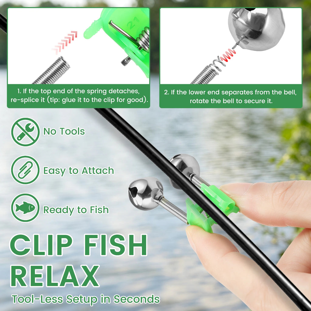 30-Pack Fishing Rod Bite Alarm Bells – Clip-On Fish Indicators Fishing Bite Alarms Nixie