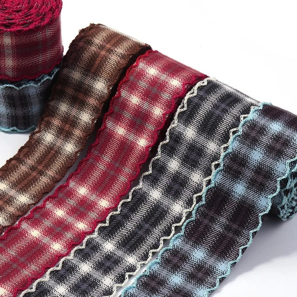 Plaid Wavy Edge Ribbon – British Style DIY Sewing & Gift Wrap Craft Ribbon Nixie