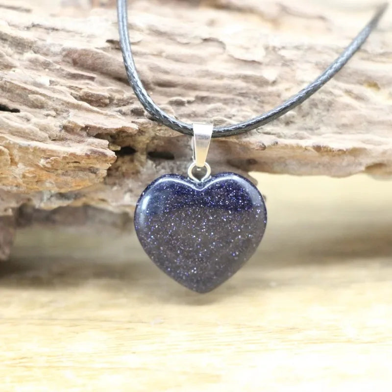 Heart Gemstone Pendant Necklace – Agate, Quartz & Amethyst