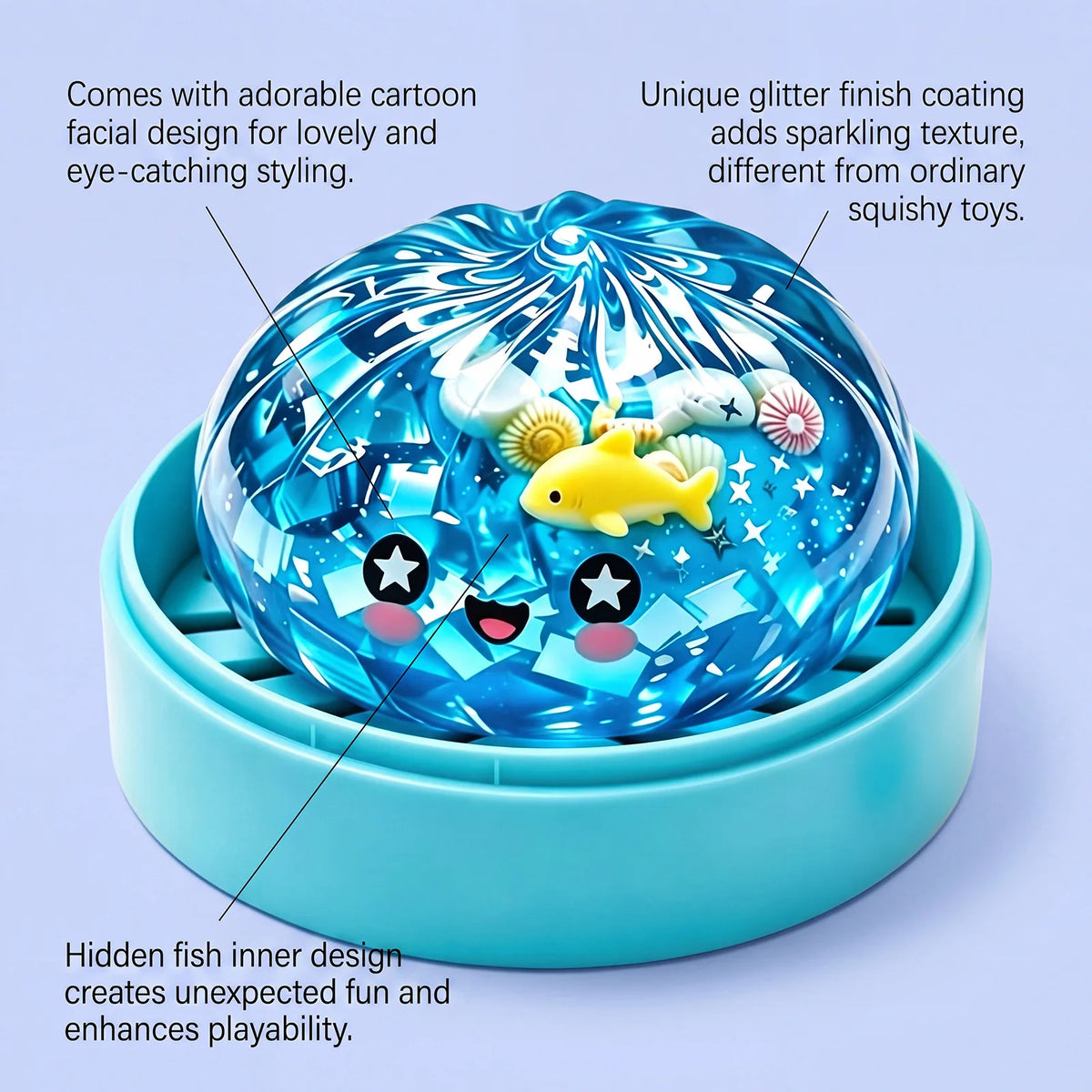 Sea Animal Glitter Squishy Toy | Hidden Mystery Squeeze Bun Squishy Fidget Toy Nixie