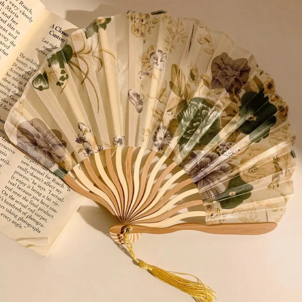 Vintage Chinese Japanese Folding Fan – Colorful Silk & Plastic