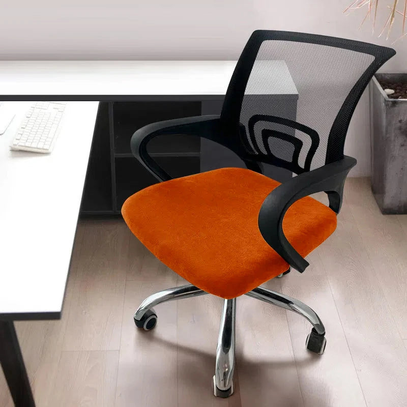 Velvet Office Chair Cover Elastic Washable Swivel Seat Slipcover Chair Slipcover Nixie Orange
