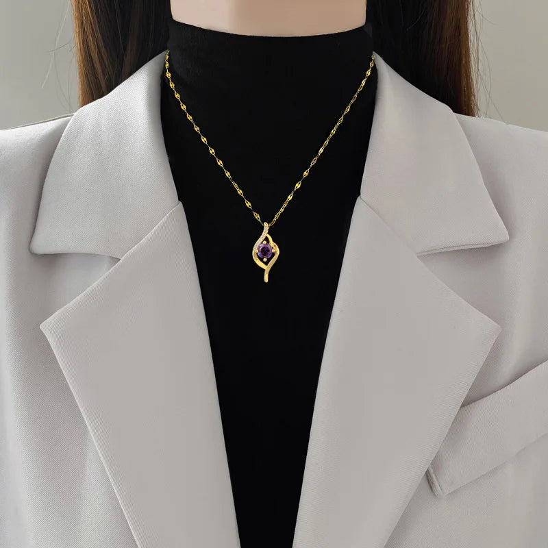 Minimalist Micro-Pavé Copper Zircon Pendant Necklace | Women Pendant Necklace Nixie